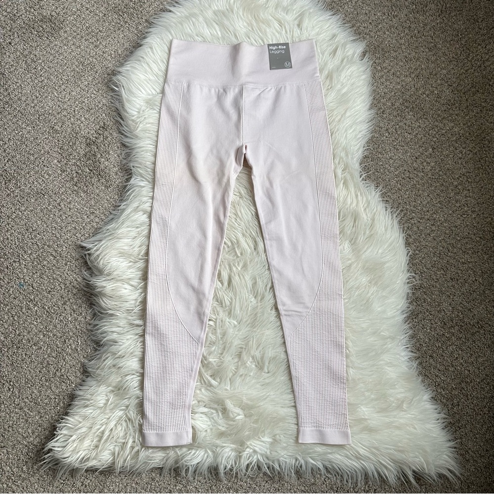 Forever 21 Women’s Light Pink Ribbed High-Waist Leggings Size Medium